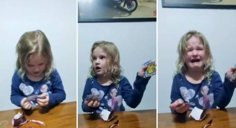 Menina que chorou ao encontrar Neymar 'de ouro' já achou outras 2 figurinhas raras do craque