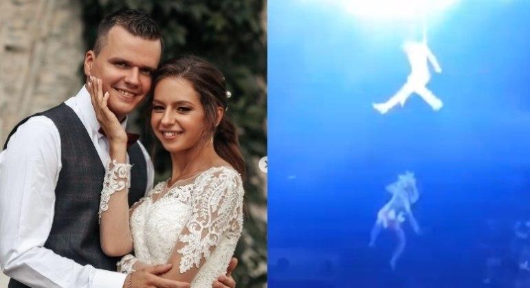 Trapezista não segura mão do marido e cai de altura de 5 metros
