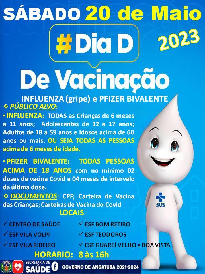 Campanha de Vacinação Contra a Influenza e Pfizer Bivalente será realizada neste sábado em Angatuba