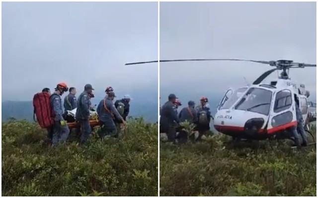 Resgate Aéreo na Serra do Mursa: Helicóptero Águia Socorre Homem em Trilha