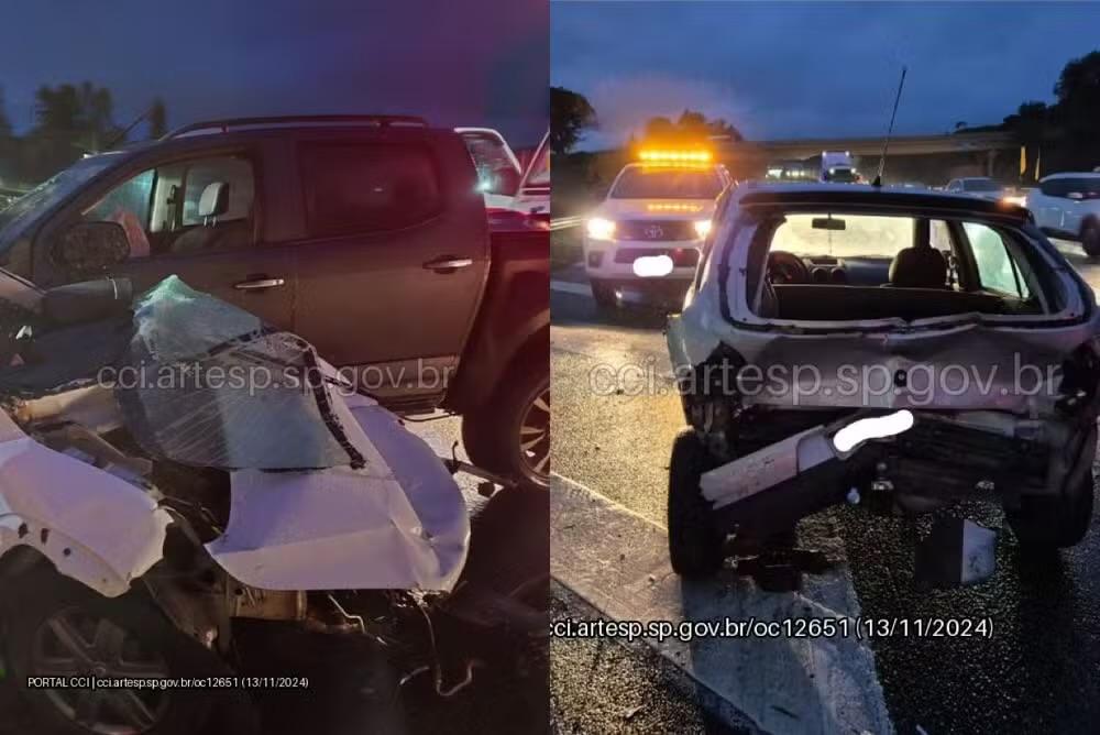 Motorista morre em acidente envolvendo três veículos na Rodovia Castello Branco, em Araçariguama