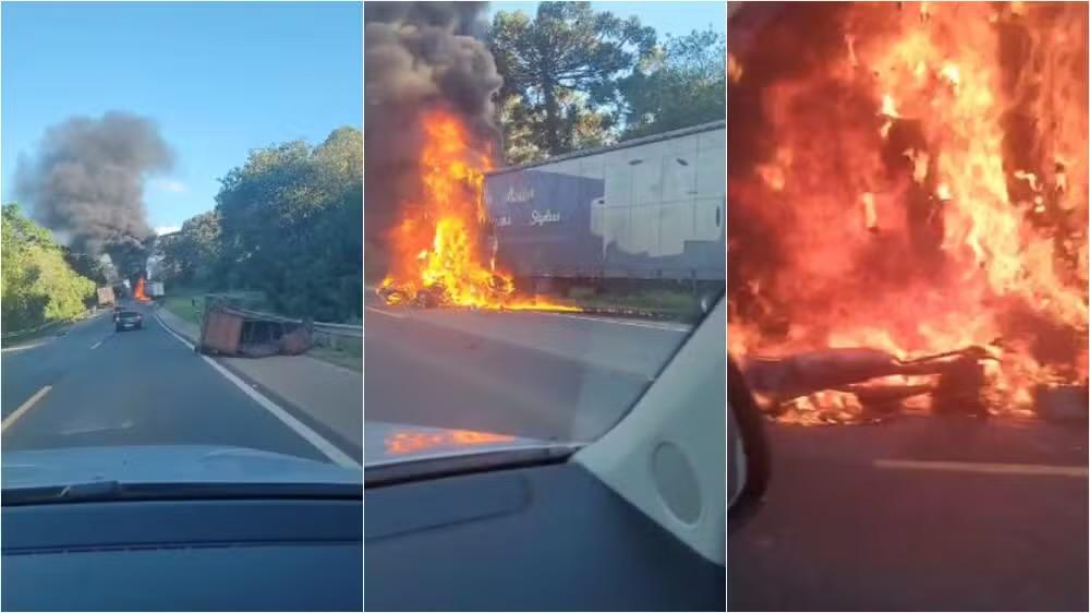 Acidente entre carreta e carro deixa um morto na SP-258, em Capão Bonito