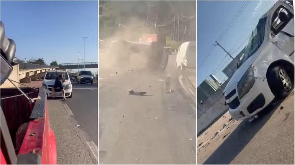 Motorista se envolve em dois acidentes e capota após atropelar mulher em Itu