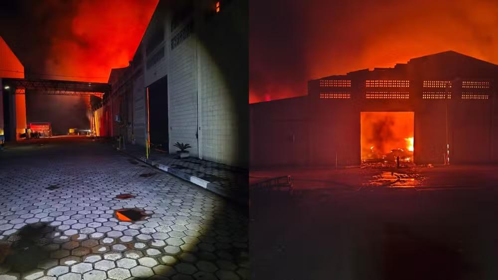 Incêndio atinge empresa de reciclagem em Sarapuí