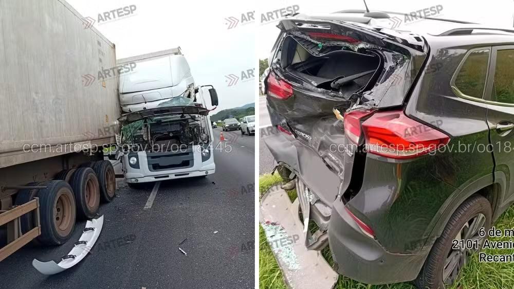 Engavetamento deixa seis feridos na Rodovia dos Bandeirantes em Jundiaí