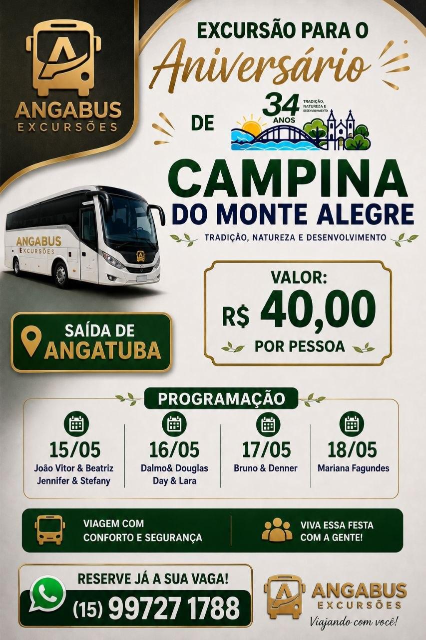 EXCURSÃO SAINDO DE ANGATUBA