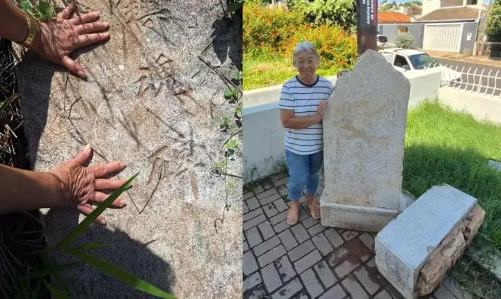 Pedra de quase 400 kg que homenageia imigração japonesa é reencontrada após décadas em Adamantina